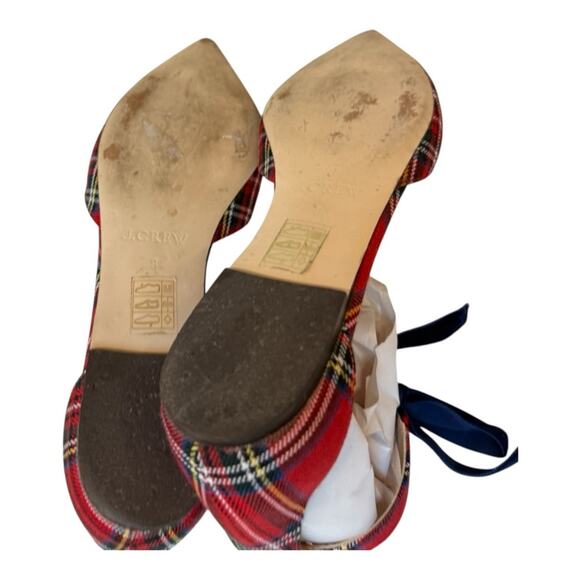 J.CREW Royal Stewart Plaid-Inspired D’Orsay Flats Size 9 Blue Velvet Strap EUC - Picture 5 of 6